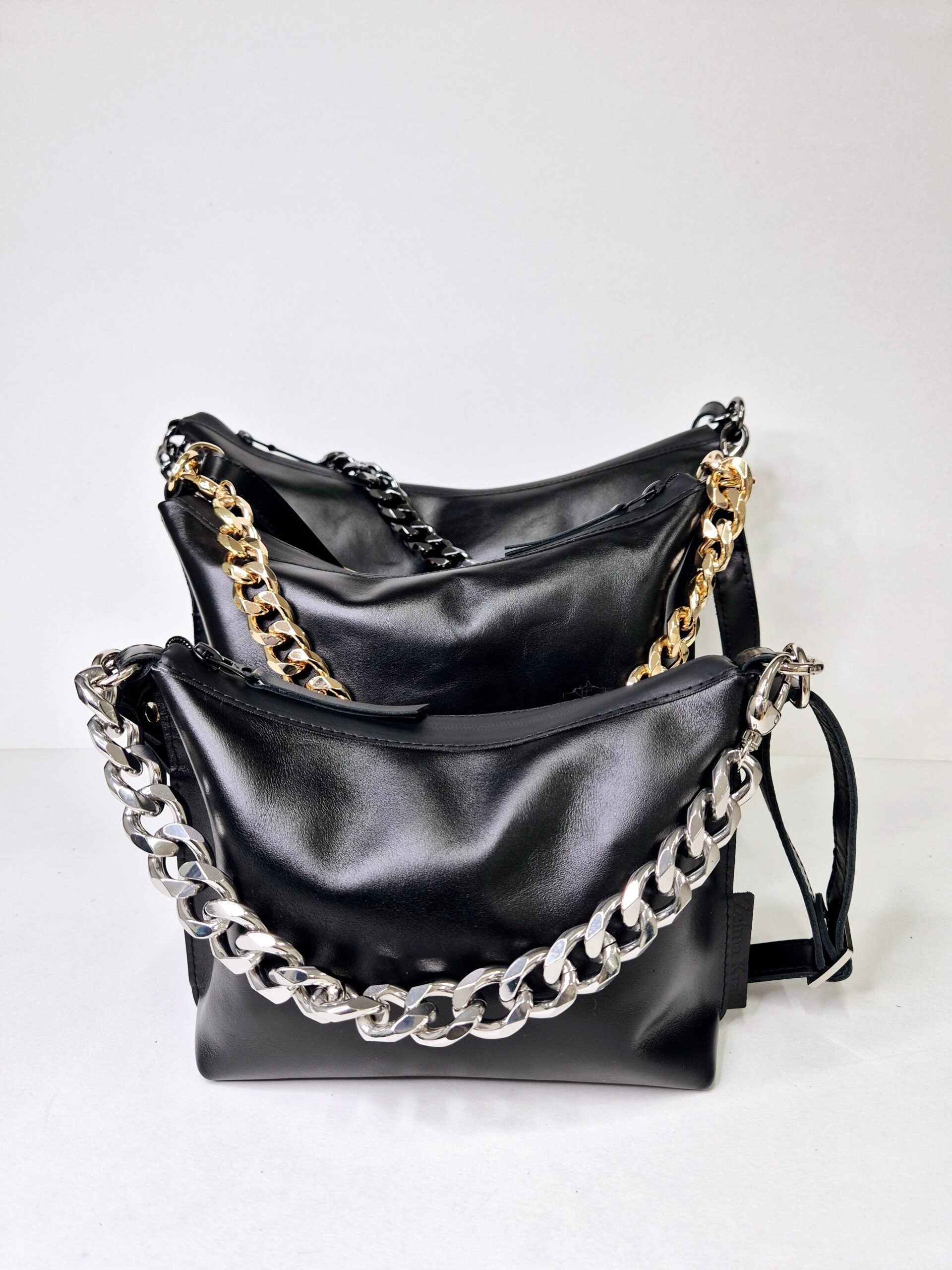 Yumi | Handgjord hobo bag i läder - Kompakt