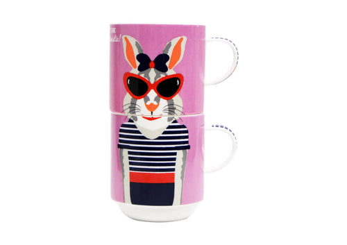 Rabbit Hipster, set med 2 muggar