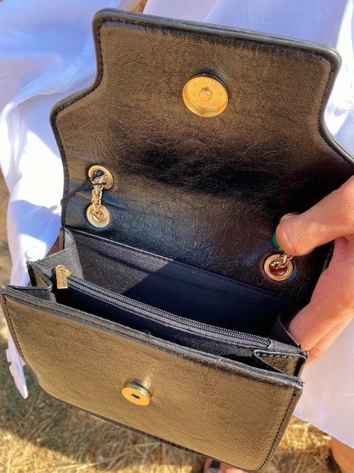 👜 Axel-mini-väska i svart med kedjerem