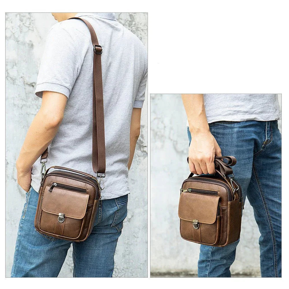 Crossbody axelväskor i läder för män